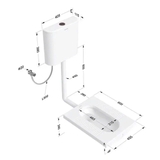 BÀN CẦU XỔM, KÉT NƯỚC TREO KẾT HỢP CHẬU RỬA, BCX-175
