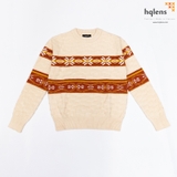 H2109 Áo len nữ DT cổ tròn, đan phên, họa tiết ngực