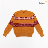 H2109 Áo len nữ DT cổ tròn, đan phên, họa tiết ngực