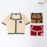 H2217 ÁO NGẮN TAY CỔ VEST HÌNH TIM