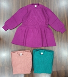 Hqkids Áo len bé gái tay bồng dáng xòe 6-12 tuổi T2305