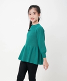 Hqkids Áo len bé gái tay bồng dáng xòe 6-12 tuổi T2305