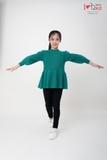 Hqkids Áo len bé gái tay bồng dáng xòe 6-12 tuổi T2305