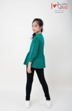 Hqkids Áo len bé gái tay bồng dáng xòe 6-12 tuổi T2305