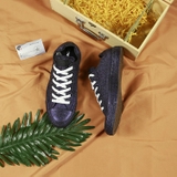 Outlet Converse thấp cổ vải đen óng ánh CTVD042