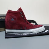 Outlet Converse cao cổ da lộn đỏ đô - độn đế CCDD010