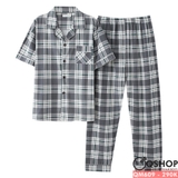 bo-do-pijama-nam-thun-cotton-soc-caro-tay-ngan-quan-dai-qm609