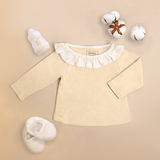 Quần áo trẻ em Bobicraft - Áo thun bé gái Cổ bèo tay dài - Cotton hữu cơ organic an toàn