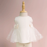 Quần áo trẻ em Bobicraft - Áo đầm voan nơ xinh xắn - Cotton hữu cơ organic an toàn