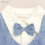 Quần áo trẻ em Bobicraft - Bộ đồ liền thân bodysuit Romper Gile xanh bé trai - Cotton hữu cơ organic an toàn
