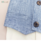 Quần áo trẻ em Bobicraft - Bộ đồ liền thân bodysuit Romper Gile xanh bé trai - Cotton hữu cơ organic an toàn