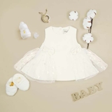 Quần áo trẻ em Bobicraft - Áo đầm voan nơ xinh xắn - Cotton hữu cơ organic an toàn