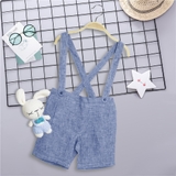 Quần áo trẻ em Bobicraft - Bộ đồ liền thân bodysuit Romper quần yếm bé trai linen xanh - Cotton hữu cơ organic an toàn