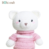 Thú bông len Bobicraft - Gấu Lizzie tinh nghịch - Cotton hữu cơ organic an toàn