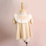 Quần áo trẻ em Bobicraft - Áo đầm phối ren viền tròn bé gái - Cotton hữu cơ organic an toàn