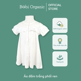 Quần áo trẻ em Bobicraft - Áo đầm trắng phối ren - Cotton hữu cơ organic an toàn