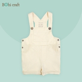 Quần áo trẻ em Bobicraft - Quần yếm bé trai màu nâu kem - Cotton hữu cơ organic an toàn