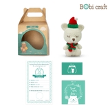 Thú bông len Bobicraft - Cáo ngồi giáng sinh - Bộ Platinum - Đồ chơi an toàn Quà tặng bé
