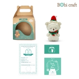 Thú bông len Bobicraft - Sư tử ngồi giáng sinh - Bộ Platinum - Đồ chơi an toàn Quà tặng bé