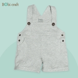 Quần áo trẻ em Bobicraft - Quần yếm bé trai xám - Cotton hữu cơ organic an toàn