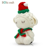 Thú bông len Bobicraft - Cừu ngồi giáng sinh - Bộ Platinum - Đồ chơi an toàn Quà tặng bé