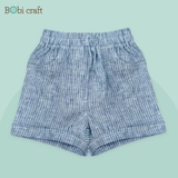Quần áo trẻ em Bobicraft - Quần short bé trai xanh sọc - Cotton hữu cơ organic an toàn