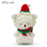 Thú bông len Bobicraft - Sư tử ngồi giáng sinh - Bộ Platinum - Đồ chơi an toàn Quà tặng bé