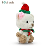 Thú bông len Bobicraft - GẤU CÁI NGỒI NOEL - Đồ chơi an toàn Quà tặng bé