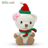 Thú bông len Bobicraft - GẤU CÁI NGỒI NOEL - Đồ chơi an toàn Quà tặng bé