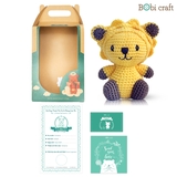 Thú bông len Bobicraft - Sư tử con vàng ngồi - Bộ màu - Đồ chơi an toàn Quà tặng bé