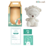 Thú bông len Bobicraft - Sư tử con ngồi - Bộ Platinum - Đồ chơi an toàn Quà tặng bé