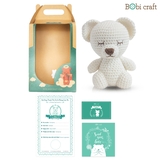 Thú bông len Bobicraft - Gấu con ngồi  - bộ Platinum - Đồ chơi an toàn Quà tặng bé