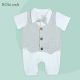 Quần áo trẻ em Bobicraft - Bộ đồ liền thân bodysuit Romper Gile sọc bé trai - Cotton hữu cơ organic an toàn