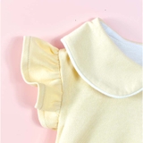 Quần áo trẻ em Bobicraft - Áo đầm cổ viền trắng lá sen - Cotton hữu cơ organic an toàn