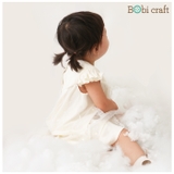 Quần áo trẻ em Bobicraft - Áo đầm voan sao tay bèo - Cotton hữu cơ organic an toàn