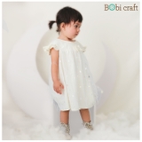 Quần áo trẻ em Bobicraft - Áo đầm voan sao tay bèo - Cotton hữu cơ organic an toàn