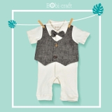 Quần áo trẻ em Bobicraft - Bộ đồ liền thân bodysuit Romper Gile Caro bé trai - Cotton hữu cơ organic an toàn