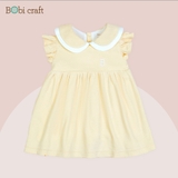 Quần áo trẻ em Bobicraft - Áo đầm cổ lá sen 2 lá cổ - Cotton hữu cơ organic an toàn