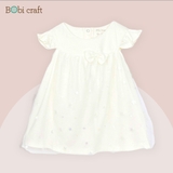 Quần áo trẻ em Bobicraft - Áo đầm voan sao tay bèo - Cotton hữu cơ organic an toàn