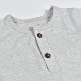 Quần áo trẻ em Bobicraft - Áo thun bé trai cổ viền tròn xám - Cotton hữu cơ organic an toàn