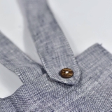 Quần áo trẻ em Bobicraft - Bộ đồ liền thân bodysuit Romper quần yếm bé trai linen xanh - Cotton hữu cơ organic an toàn