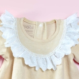 Quần áo trẻ em Bobicraft - Áo đầm phối ren viền tròn bé gái - Cotton hữu cơ organic an toàn