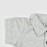 Quần áo trẻ em Bobicraft - Áo thun bé trai cổ bẻ màu xám - Cotton hữu cơ organic an toàn