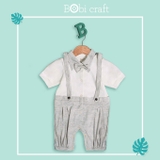 Quần áo trẻ em Bobicraft - Bộ đồ liền thân bodysuit Romper quần yếm bé trai thun sọc quần dài - Cotton hữu cơ organic an toàn
