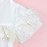 Quần áo trẻ em Bobicraft - Áo đầm trắng phối ren - Cotton hữu cơ organic an toàn