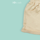Quần áo trẻ em Bobicraft - Quần short bé trai nâu kem - Cotton hữu cơ organic an toàn