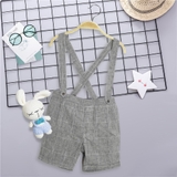 Quần áo trẻ em Bobicraft - Quần yếm bé trai linen caro - Cotton hữu cơ organic an toàn