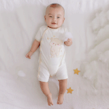 Quần áo trẻ em Bobicraft - Bộ đồ liền thân bodysuit Romper tay ngắn quần đùi gấu bé trai bé gái - Cotton hữu cơ organic an toàn