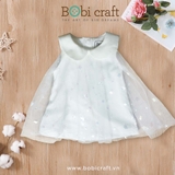 Quần áo trẻ em Bobicraft - Áo đầm voan sao cổ lá sen bé gái - Cotton hữu cơ organic an toàn