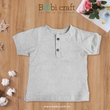 Quần áo trẻ em Bobicraft - Áo thun bé trai cổ viền tròn xám - Cotton hữu cơ organic an toàn